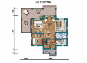 Проект двухэтажного жилого дома в европейском стиле с террасой KVR-52
