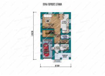 Проект узкого двухэтажного дома с одноместным гаражом LK-30