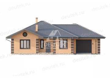 Проект одноэтажного дома с одноместным гаражом и верандой - LK-217