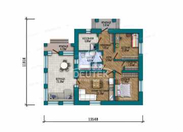 Проект жилого одноэтажного дома из газобетонных блоков с верандой - LK-218