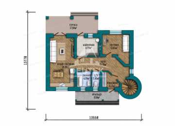 Проект квадратного двухэтажного дома из газобетона с подвалом - LK-220