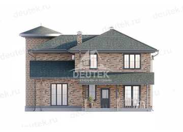 Проект квадратного двухэтажного дома из газобетона с подвалом - LK-220