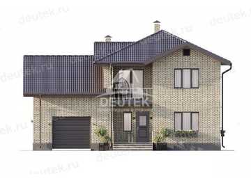 Проект двухэтажного дома с одноместным гаражом и зимним садом - LK-223