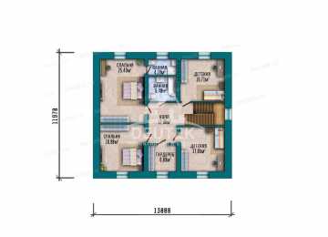 Проект узкого двухэтажного дома с размерами 13 м на 17 м - LK-230