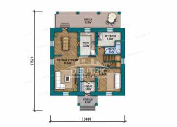 Проект узкого двухэтажного дома с размерами 13 м на 17 м - LK-230
