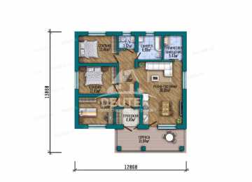 Проект одноэтажного дома с размерами 12 м на 13 м - LK-231