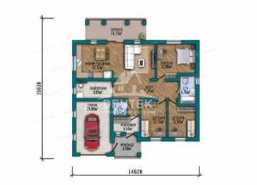 Проект одноэтажного дома с одноместным гаражом - LK-233