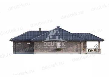 Проект узкого одноэтажного дома с одноместным гаражом и кабинетом - LK-234