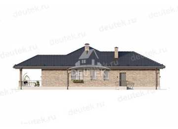 Проект узкого одноэтажного дома с одноместным гаражом и кабинетом - LK-234