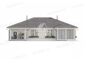 Проект квадратного одноэтажного дома с одноместным гаражом - LK-237