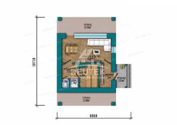 Проект одноэтажного дома отдыха с парной - LK-243