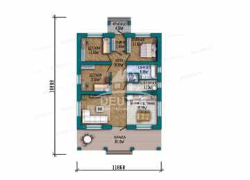 Проект узкого одноэтажного дома с размерами 11 м на 18 м - LK-245