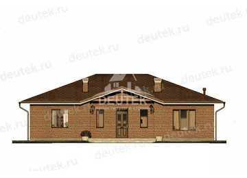 Проект квадратного одноэтажного дома с тремя спальнями - LK-246