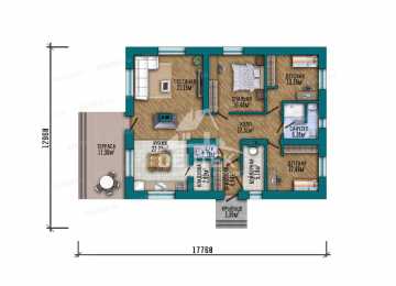Проект жилого одноэтажного дома с тремя спальнями - LK-249