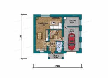 Проект жилого двухэтажного дома с одноместным гаражом - LK-250