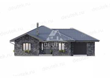 Проект жилого одноэтажного дома с гаражом и верандой - LK-251