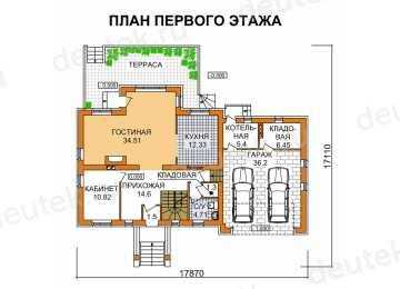 Проект трехэтажного дома из газобетона в европейском стиле с цоколем и мансардой KVR-9