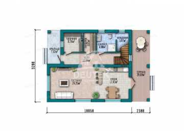 Проект узкого двухэтажного дома с тремя спальнями - LK-253