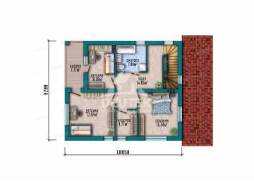 Проект жилого двухэтажного дома с размерами 9 м на 13 м - LK-256