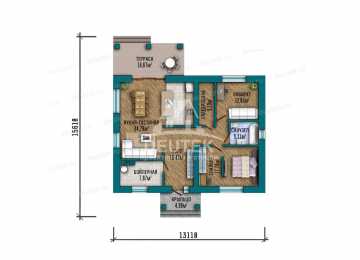 Проект одноэтажного дома с кабинетом - LK-262