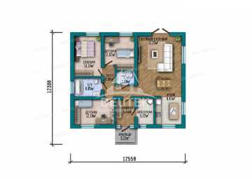 Проект квадратного одноэтажного дома с площадью до 150 кв м - LK-267