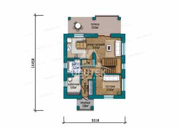 Проект узкого двухэтажного дома с мансардой - LK-268