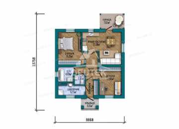 Проект одноэтажного дома из газобетонных блоков - LK-270