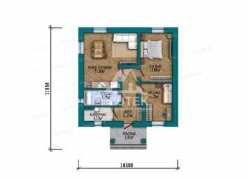Проект жилого одноэтажного дома с двумя спальнями - LK-274