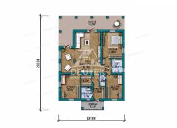 Проект узкого одноэтажного дома из газобетонных блоков - LK-244