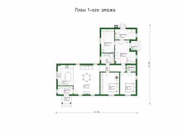 Проект одноэтажного дома с размерами 14 м на 15 м - P255