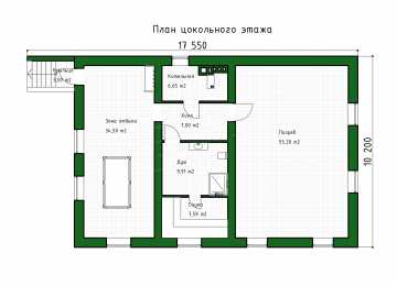 Проект узкого двухэтажного дома с цоколем и сауной - P278