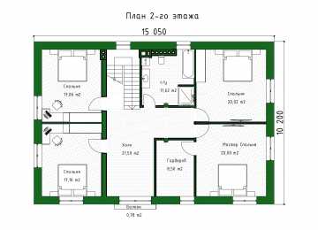 Проект узкого двухэтажного дома с цоколем и сауной - P278
