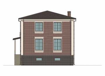 Проект узкого двухэтажного дома с цоколем и сауной - P278
