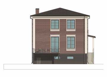 Проект узкого двухэтажного дома с цоколем и сауной - P278