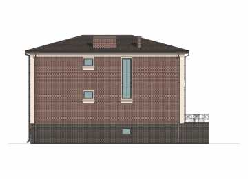 Проект узкого двухэтажного дома с цоколем и сауной - P278