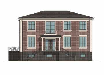 Проект узкого двухэтажного дома с цоколем и сауной - P278