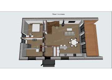 Проект одноэтажного дома в современном стиле с вторым светом - P283