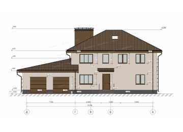 Проект узкого двухэтажного дома с двухместным гаражом - P295