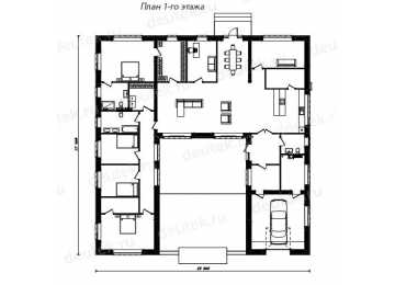 Проект жилого одноэтажного дома с одноместным гаражом - P296