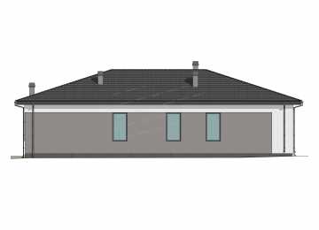 Проект углового одноэтажного дома с тремя спальнями - P300