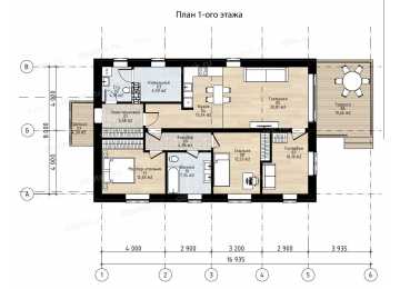 Проект узкого одноэтажного дома с площадью до 150 кв м - P301