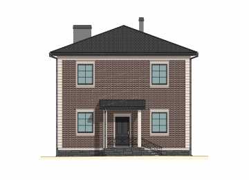 Проект квадратного двухэтажного дома с кабинетом - P303