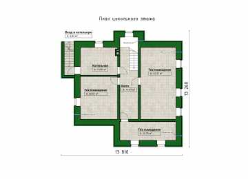 Проект квадратного двухэтажного дома с размерами 13 м на 13 м - P304