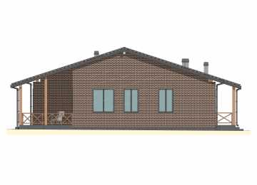 Проект жилого одноэтажного дома с тремя спальнями - P294