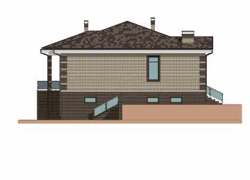 Проект узкого одноэтажного дома с цоколем - P259