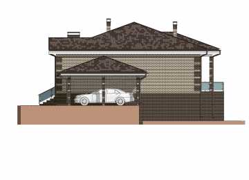 Проект узкого одноэтажного дома с цоколем - P259