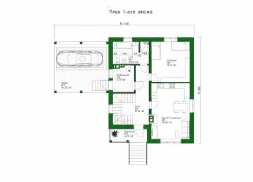 Проект жилого двухэтажного дома с навесом для автомобиля - P260