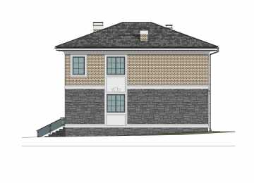 Проект жилого двухэтажного дома с навесом для автомобиля - P260