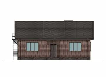 Проект узкого одноэтажного дома с размерами 12 м на 8 м - P263