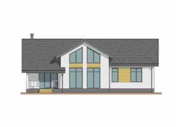 Проект узкого одноэтажного дома со вторым светом - P268